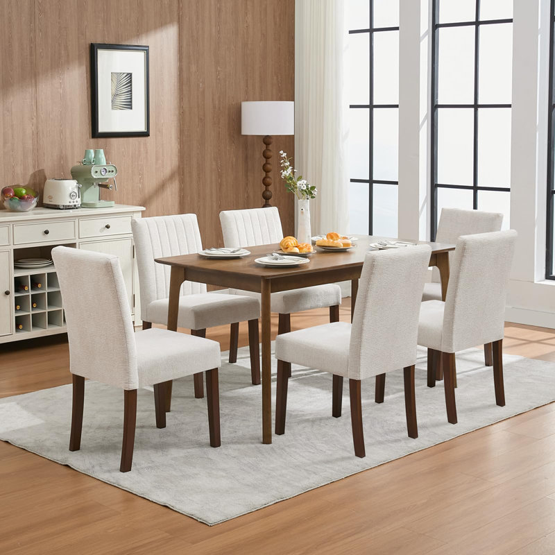 Upholstered Dining Chair, Beige, 4, Beige