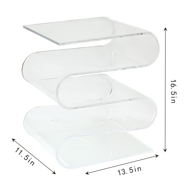 Modern S-curve Acrylic Display Table, Multi-functional Living Room End Table,bookstand, Clear