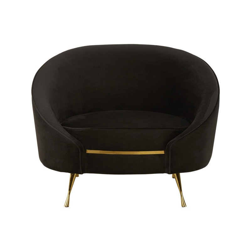 Reuben Velvet Barrel Chair, Black, Gold