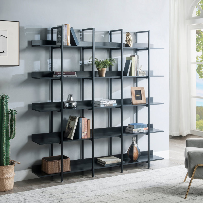 [VIDEO] 5 Tier Bookcase Home Office Open Bookshelf, Vintage Industrial Style Shelf With Metal Frame, MDF Board (Old Sku:WF286176AAB/N725P247766Z)