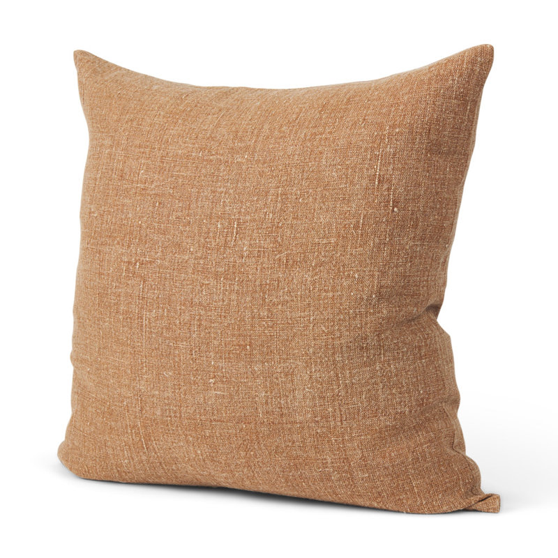 22" Rust Linen Throw Pillow Cover with Texture