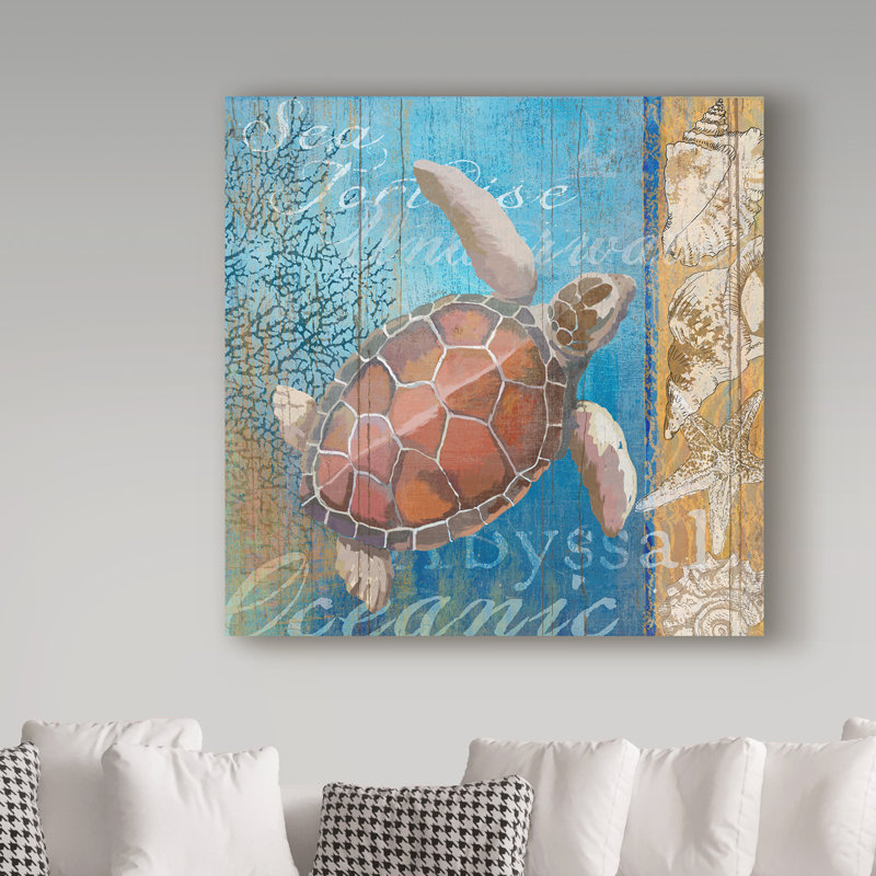 «Turtle and Sea» par Art Licensing Studio, reproduction d'art textuel sur toile, H 24 po x l 24 po x P 2 po