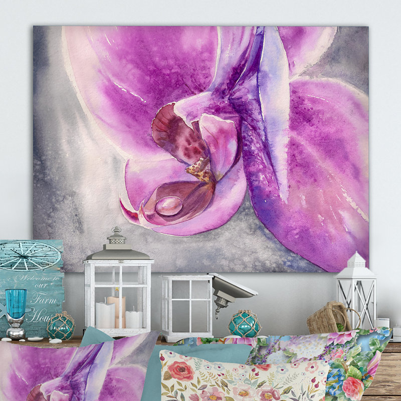 Impression sur toile tendue, "Purple Summer Orchid Flower", H 30 po x l 40 po x P 1,5 po