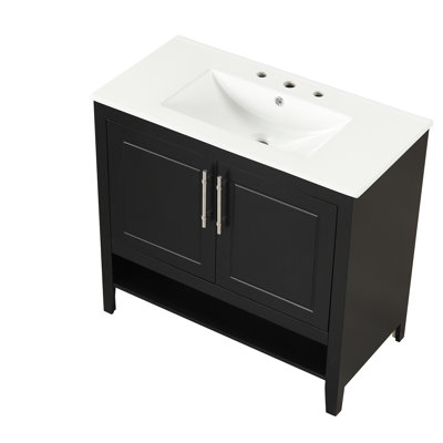 Meuble-lavabo simple 36 po avec plateau en céramique Gerhart