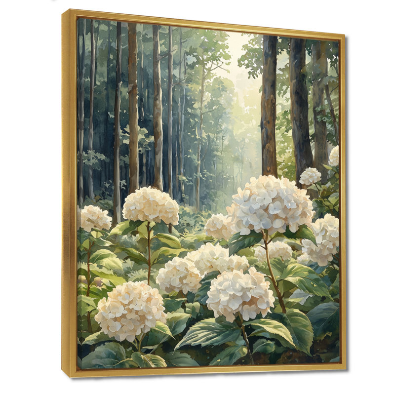 Cropsey - Hydrangea, impression sur toile, Reproduction avec cadre flottant, H 20 po x l 12 po, Doré