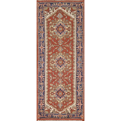 Tapis de couloir indien orange 3x8