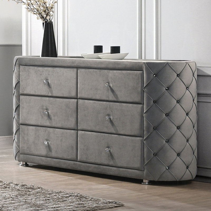 Commode, velours gris