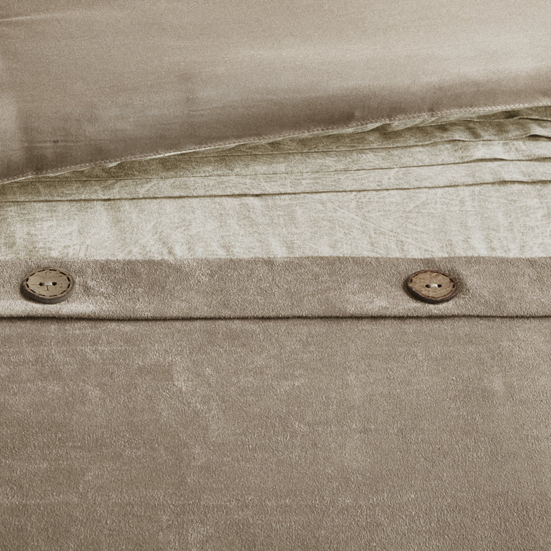 Rustic Faux Suede Bedding Set, Tan Polyester Comforter For Home