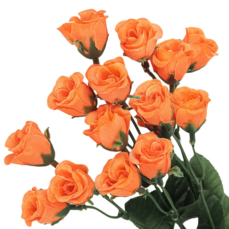 Artificial Rose Bud Flower Bush, Orange