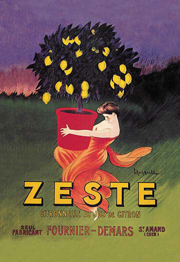 Affiche rétro zeste par leonetto, cappiello affiche, H 66 po x l 44 po x P 1,5 po