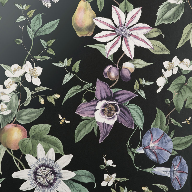 Sierra Floral Wallpaper, Black