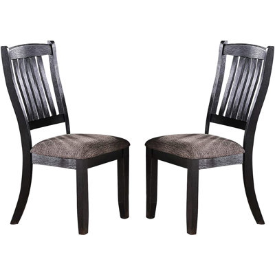 Chaises d'appoint contemporaines en bois d'hévéa, finition café foncé, siège rembourré, de 2 chaises de salle à manger, 2 en bois d'hévéa, look moderne