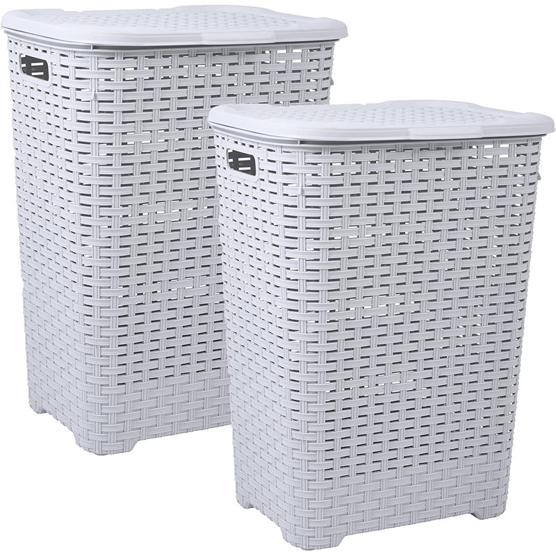 Laundry Hamper, Off White, 23.25" H x 14" W x 14" D