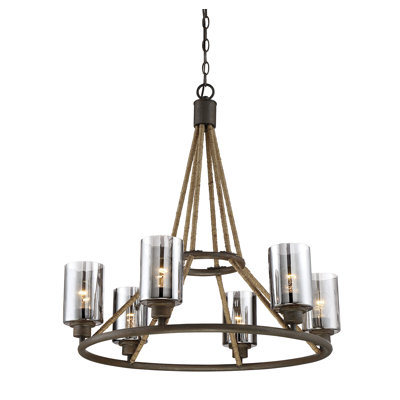 Adley 6 - Light Dimmable Wagon Wheel Chandelier