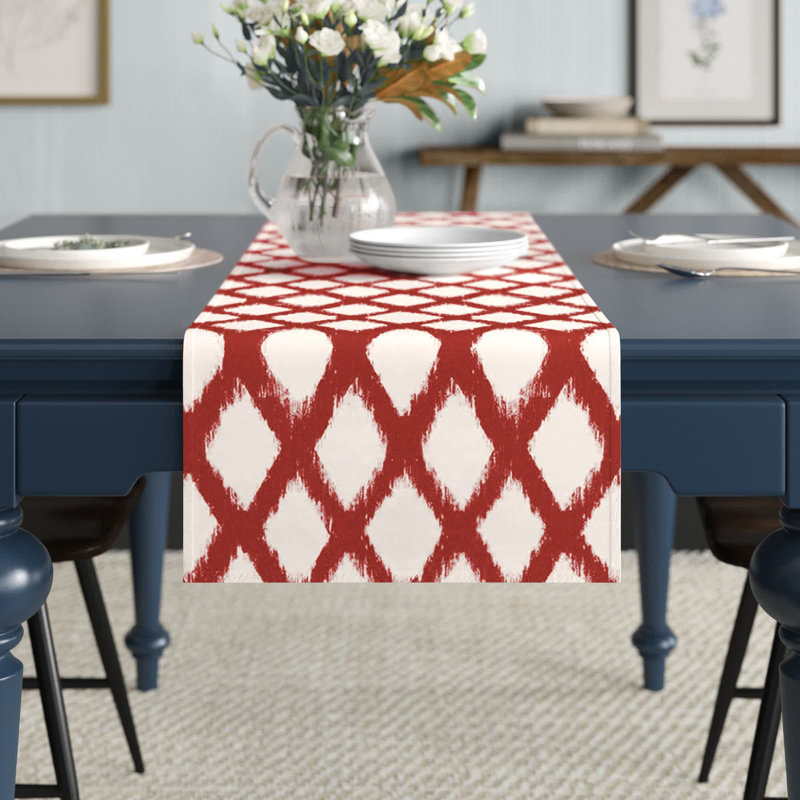 Koziol Geometric Table Runner, 72" L x 16" W, Red, Geomatric