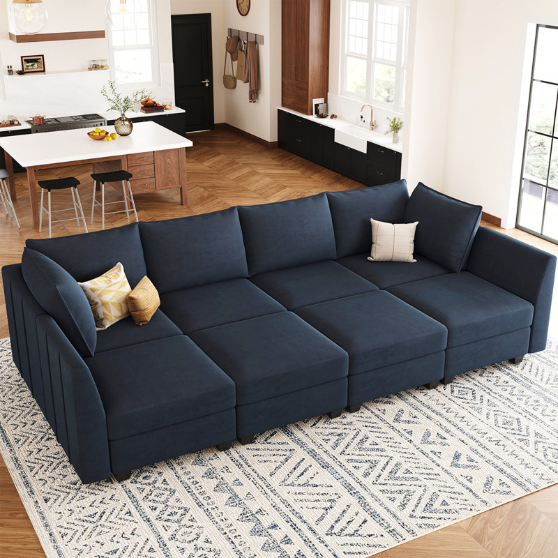 Allinson 9-Piece 112.6'' Wide Velvet Freely Combined Modular Sofa Bed Variable U Shaped Sofa Bedroom Large Sleeper Livingroom Sectional Storage Sofa