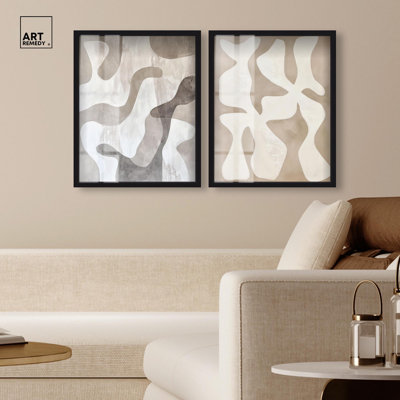 Serene Shapes Shadowbox Print Livingroom Wall Art Set By Art Remedy, Black Frame, 20 x 24