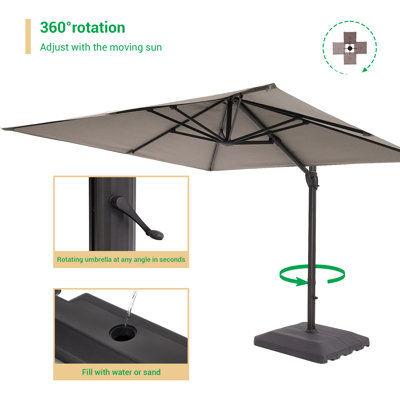 Danashia 120 " W Rectangular Collapsible and Adjustable Height Cantilever Umbrella with Crank Lift , Counter Weights Included