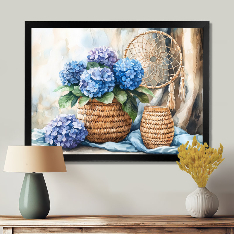 Décoration murale Boho Blue Hydrangea Bliss I - Hydrangea, Impression d'un seul cadre photo, H 30 po x l 40 po