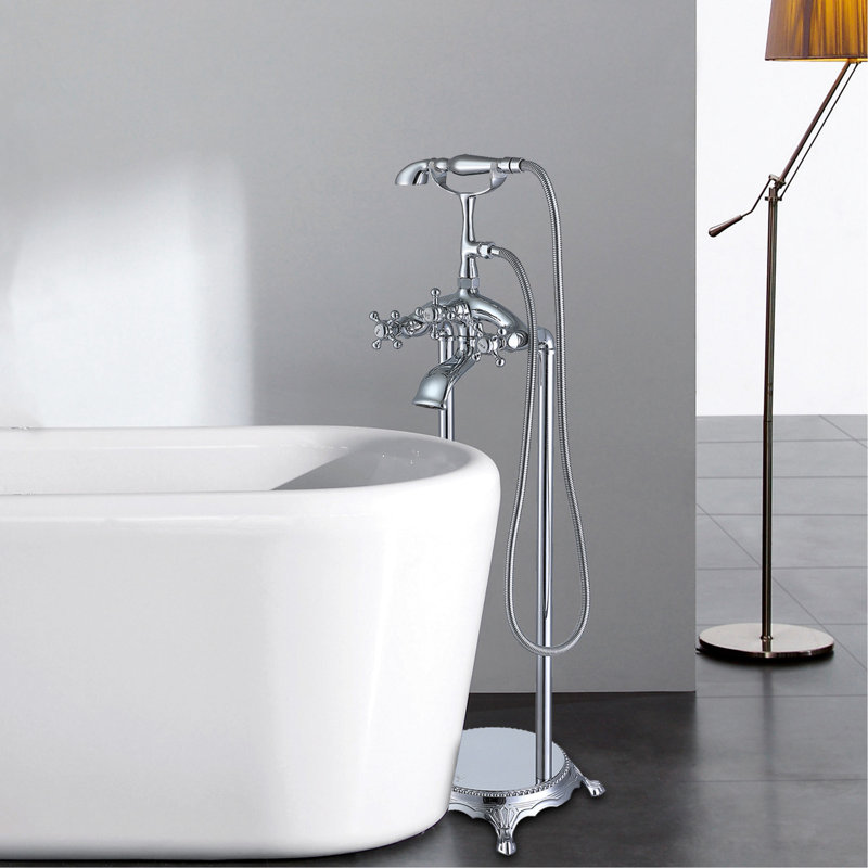 Robinet de baignoire et douche à main - Autoportant, 10 po de largeur, hauteur, jet complet pour chaque besoin Autoportant avec rinçage de la couverture