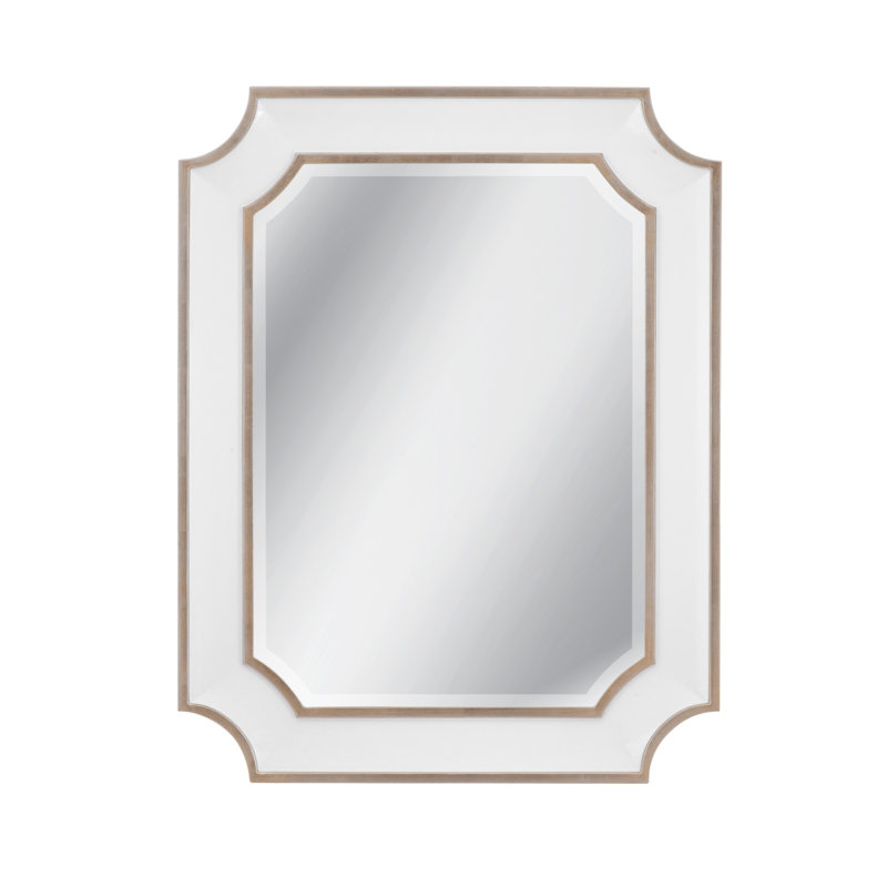 Preston Wall Mirror with Glossy White Frame & Antique Silver Trim