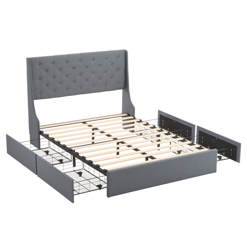 Platform Storage Bed Frame, Gray, Full