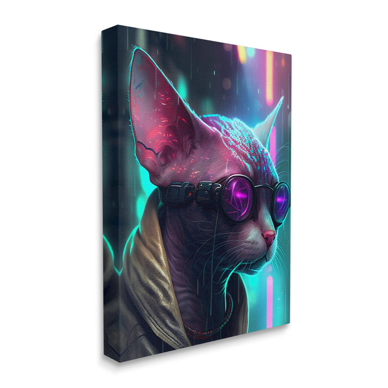 «Au-868-Canvas Sphynx Cat Futuristic Cyber Style on Canvas» par CyberGeek Design, impression, H 48 po x l 36 po x P 1,5 po