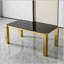 Table de salle à manger moderne 63 "or avec verre trempé noir