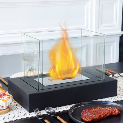 Elianagrace Bio-Ethanol Outdoor Tabletop Fireplace with Flame Guard