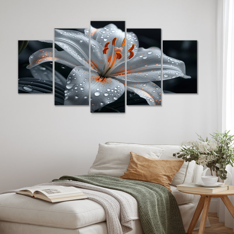 «White Garden Lily Crystal» - ensemble d'art mural lys