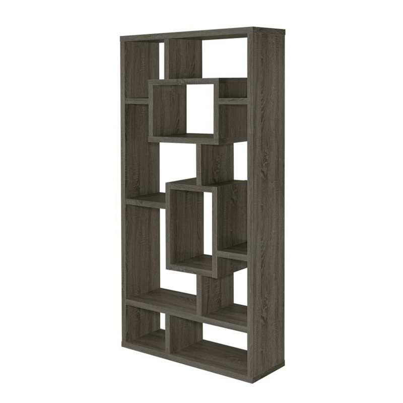 10-Shelf Geometric Bookcase, Gray