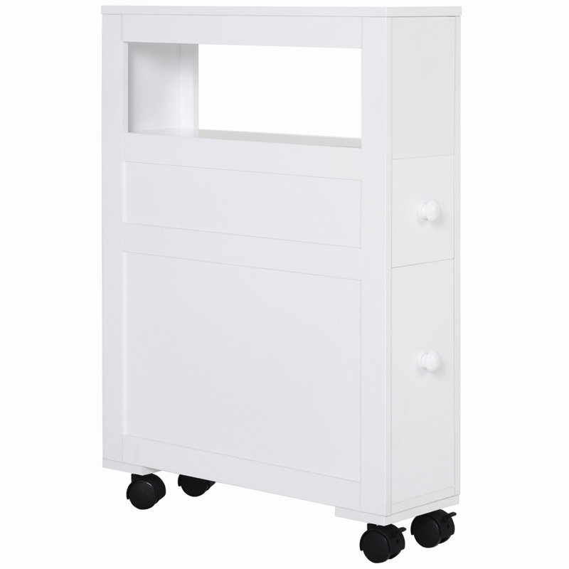 Armoire de rangement à roulettes étroite en bois 6,25 po x 20,5 po x 28,25 po - Blanc