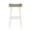 Ensemble de 2 tabourets de bar au design transitionnel, meubles en bois d'hévéa massif blanc et café