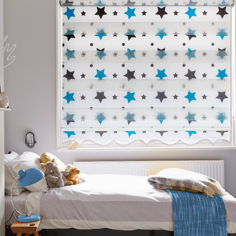 Store à enroulement semi-transparent jour et nuit, Bleu, L 28 po x L 79 po