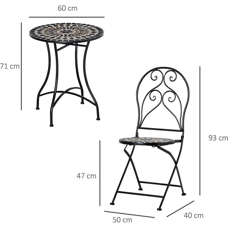 2 - Person Metal Patio Dining Set with Round Table