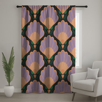 Shell Pattern Motif Window Curtains, Shells Sheer & Blockout Curtains - 1 Panel