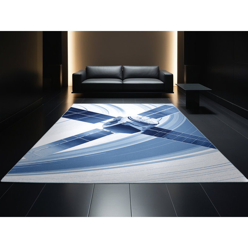 Tapis bleu ciel / bleu ciel délavé à la machine Daleville, 5 x 7