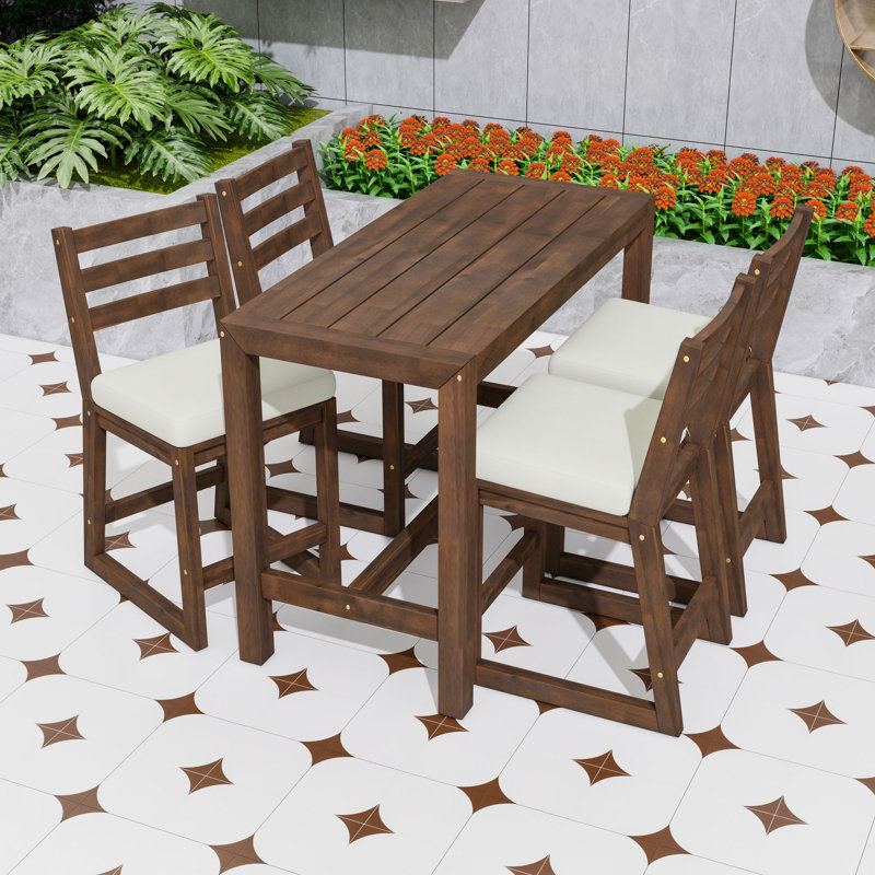 Ensemble de table de salle à manger 5 pièces avec 4 chaises, Moka