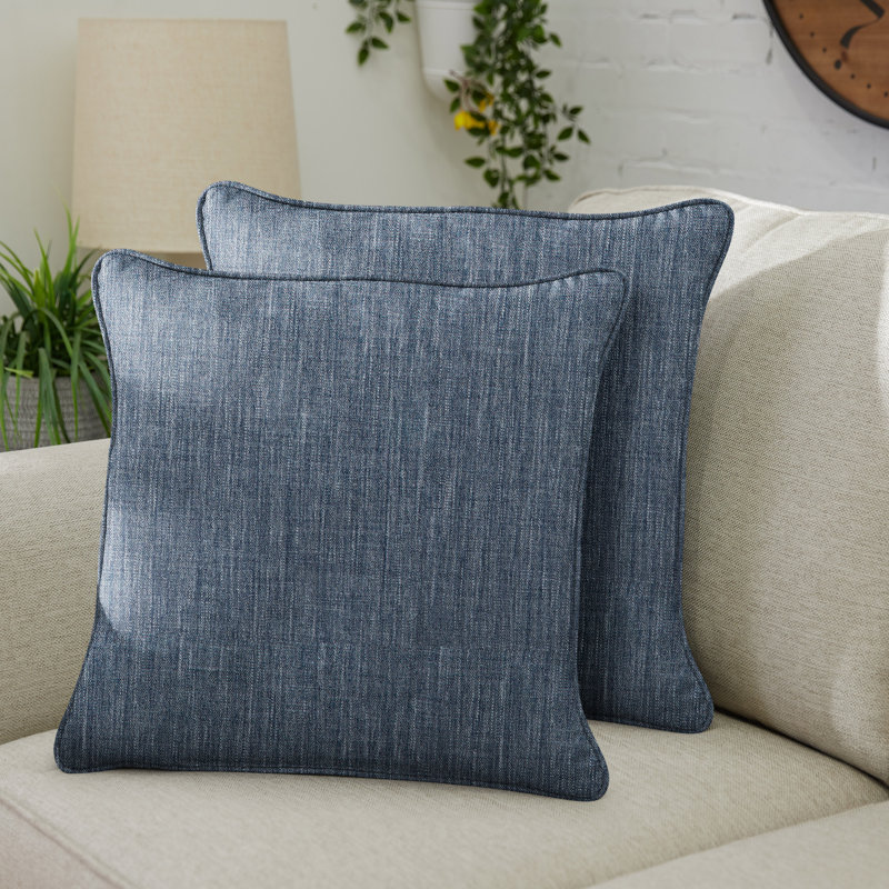 Coussin décoratif intérieur / extérieur en polyester , Bleu contemporain, H 22 po x l 22 po, Carré