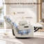Fauteuil inclinable pivotant électrique de 93 cm (36,6 po) de large, en similicuir, avec port USB-C, porte-gobelet et éclairage d'ambiance, beige.