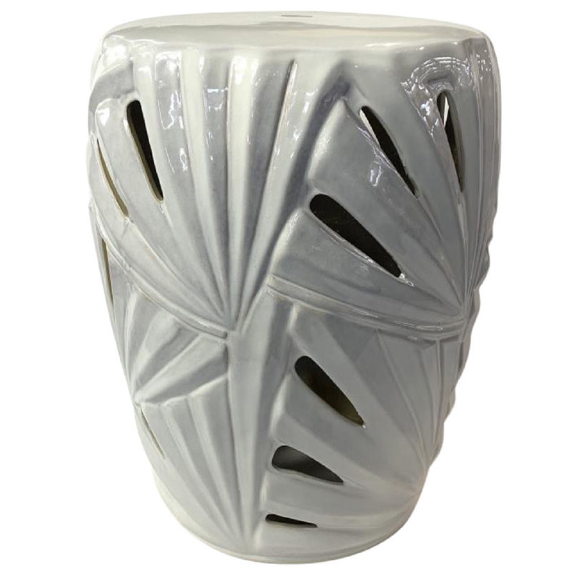 Telesphoros Ceramic Accent Stool, White