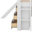 Lit mezzanine double pleine grandeur, structure de lit mezzanine en bois avec glissoire, trois tiroirs de rangement et deux portes pour enfants