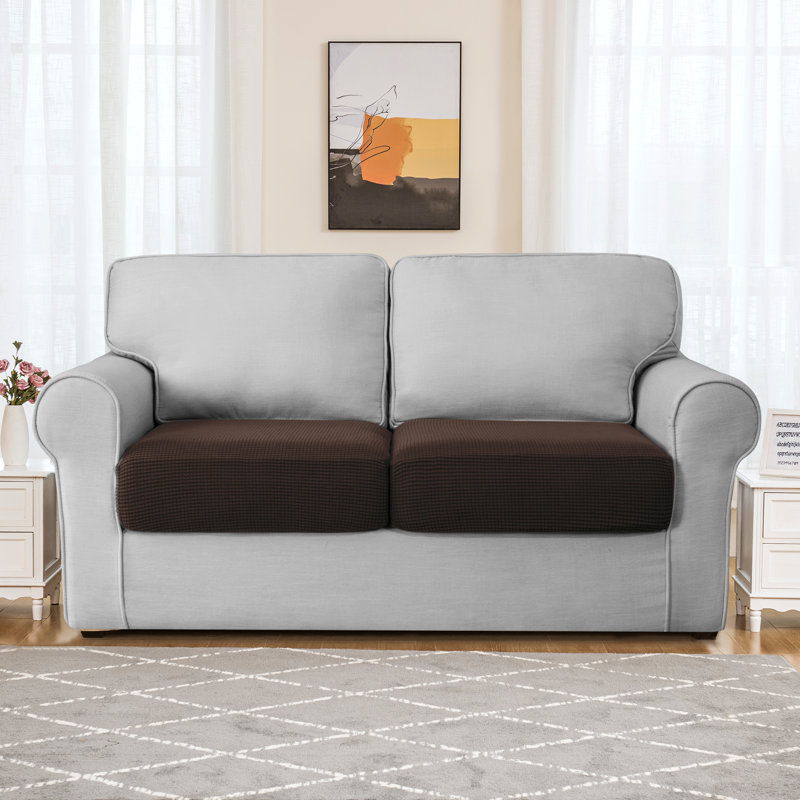 Box Cushion Loveseat Slipcover, Chocolate