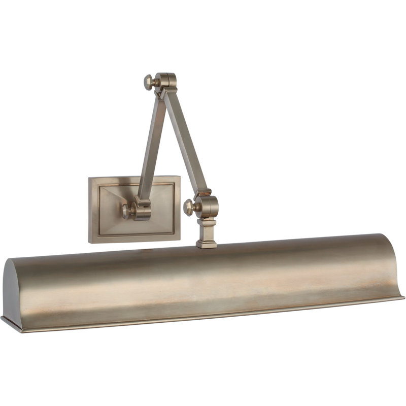 Alexa Hampton Jane Double Library Light, Hand-Rubbed Antique Brass, 9.75" H x 18.5" W x 17.25" D