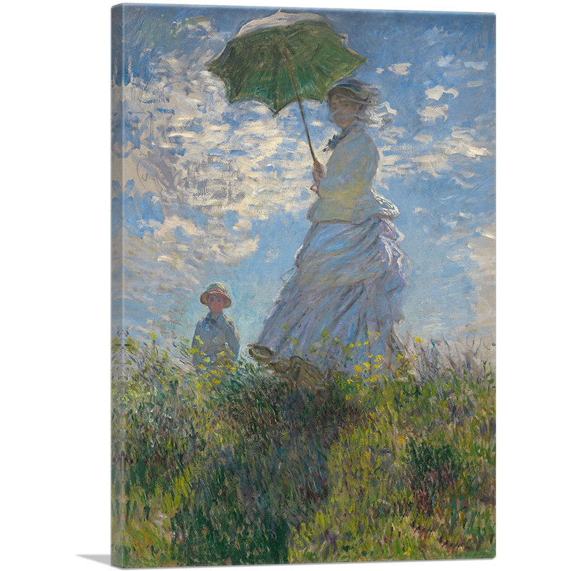 «Woman with a Parasol Madame Monet and Her Son» par Claude Monet, reproduction d'art sur toile tendue