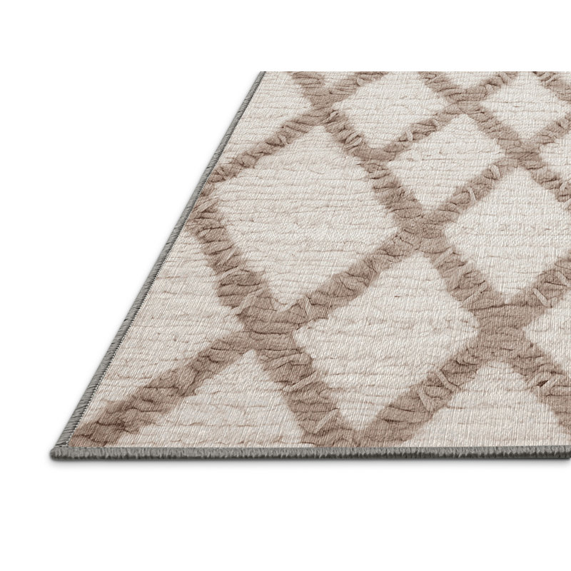 Machine Washable Gray Area Rug, Round 5'