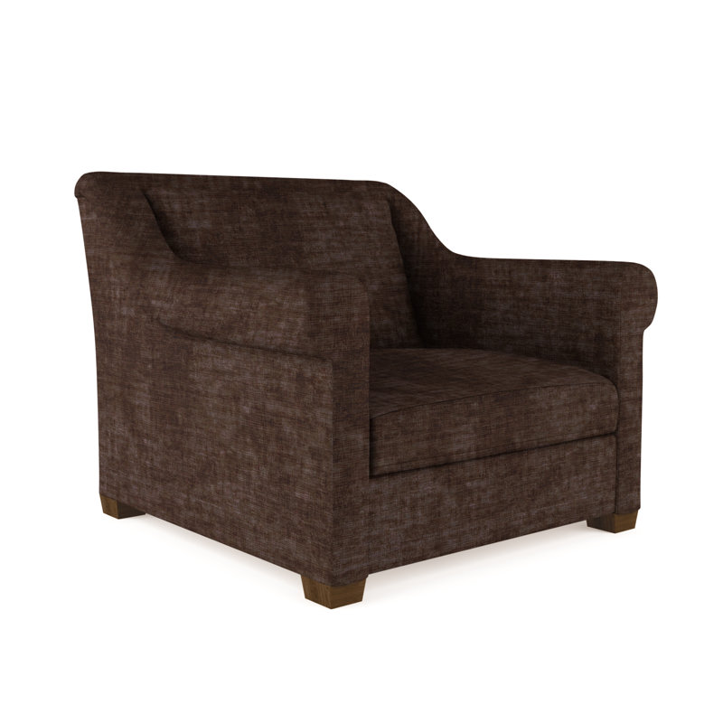 Transitional Armchair, Crushed Velvet Alabaster, 32" H x 43" W x 46" D, Weathered