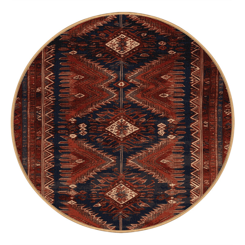 Machine Washable Persian Brown Area Rug, Round 5'