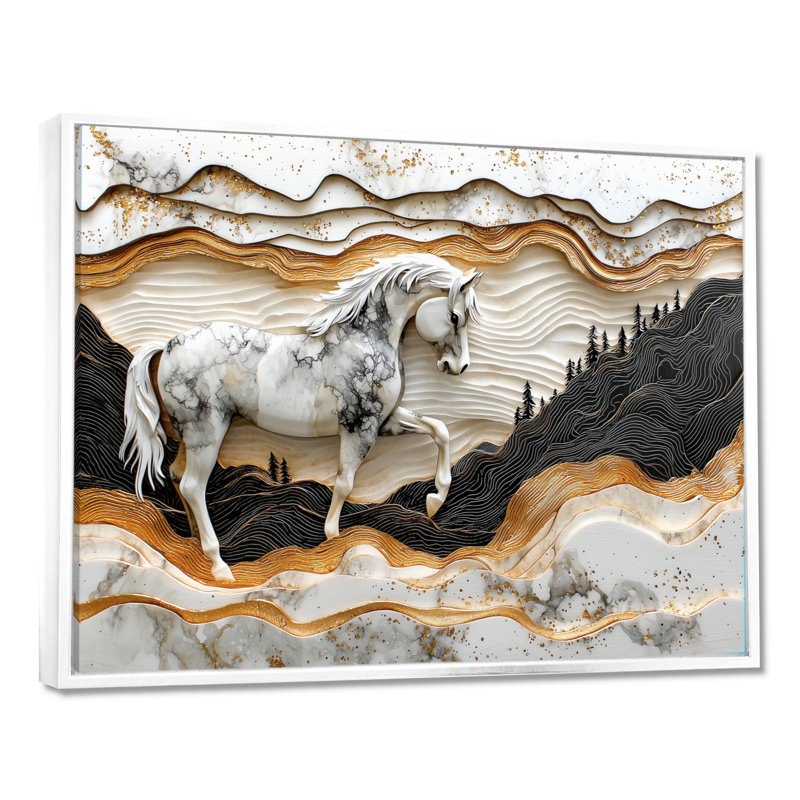 Marjanas - Animals Wall Art, H 12 po x l 20 po, Cadre flottant imprimé sans passe-partout, Blanc