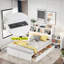 Lit Eya avec tête de rangement, tablettes coulissantes, lit gigogne simple, 2 tiroirs et USB-616195680
